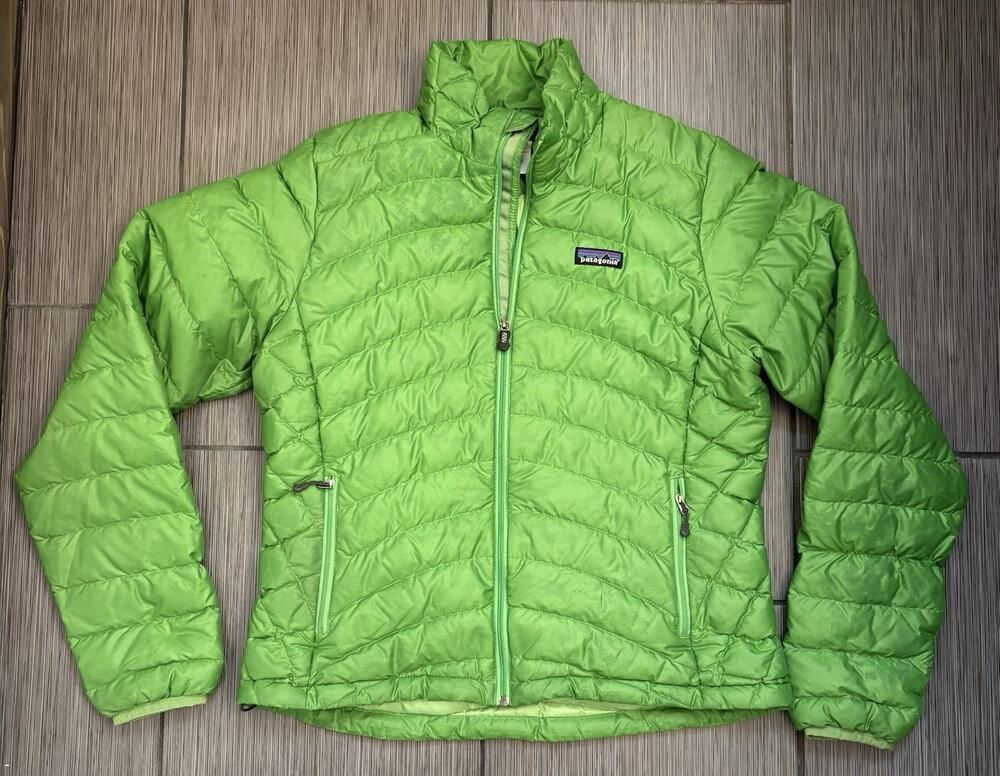 Patagonia Lime Green Down Puffer Jacket Women’s Size Medium Lightweight Gorpcore